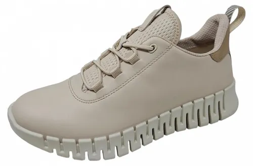 ECCO Damen Gruuv W Limestone Powder Sneaker, 39 EU Schmal - Damen-Sneaker aus hochwertigem Nappa-Leder mit reflektierenden Details, anpassbaren Einlegesohlen und flexibler Gummisohle für optimalen Komfort und Bewegungsfreiheit.