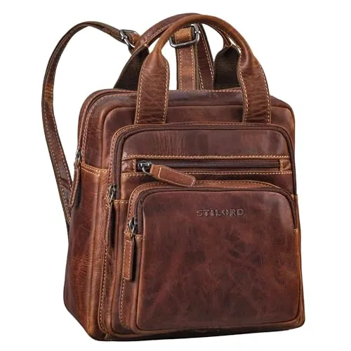 STILORD 'Maple' Kleiner Rucksack Damen Leder Tagesrucksack Mini Rucksack-Tasche Vintage Damen-Rucksack Klein Cityrucksack Lederrucksack Damen Echtleder Backpack Daypack, Farbe:salerno - braun