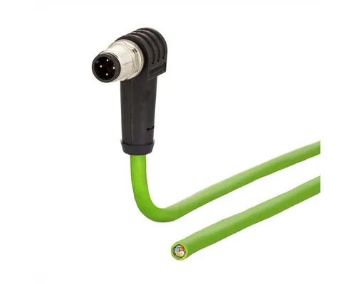 Metz Connect M12 Stecker 4-polig D-kodiert LAN-Kabel, gewinkelt - M12 Industrial Ethernet Kabel für sichere Datenübertragung in der Automatisierungs- und Feldbustechnik, geeignet für Schleppketten mit bis zu 3 Mio. Biegezyklen.