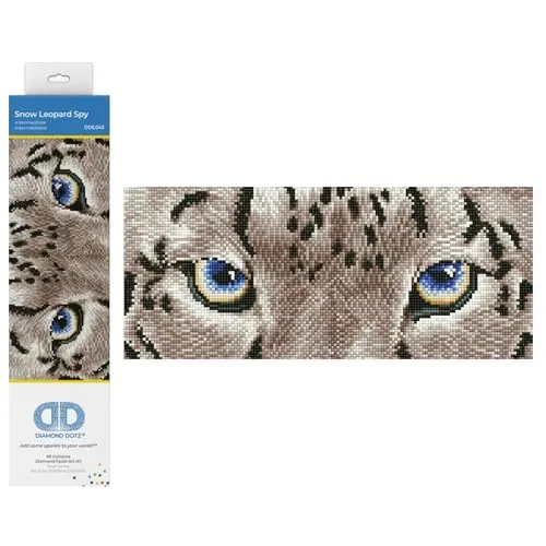 DIAMOND DOTZ DD5.043 - Original 5D Diamond Painting Set Schneeleopard Augen, Kreativset mit 8.906 Diamant Mosaiksteinen, Malset ca. 42 x 18 cm, DIY Komplettset für Erwachsene und Kinder ab 8 Jahren