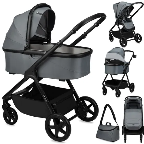 MoMi GISELLE Kombi-Kinderwagen 2 in 1 - Reisesysteme: Vielseitiger Kombikinderwagen mit Buggy-Funktion, 5-Punkt-Sicherheitsgurt und umfangreichem Zubehör für höchsten Komfort und Sicherheit ab dem ersten Lebenstag.