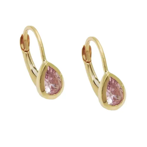 Ohrbrisur Ohrringe 14x5mm Tropfen Zirkonia pink 9Kt GO*D | Gallay