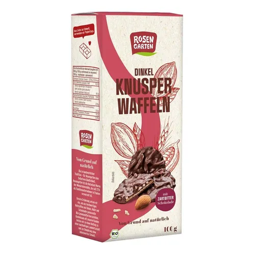 Dinkel Knusperwaffeln - Zartbitter 100g | ROSENGARTEN