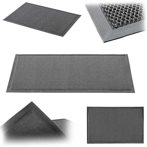 KADAX rutschfeste Schmutzfangmatte, Fußmatte für den Innen- und Außenbereich, Fußabtreter für Haustüren, Eingangsbereiche und Terrassen (Schwarz, 45x70 cm)