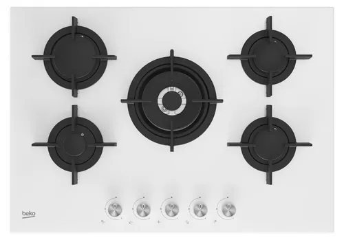 Beko HILW75222SW Einbaukochfeld 75 cm mit 5 Gasbrennern