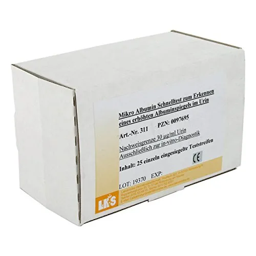 Mikro Albumin Test LKS 25 St - Arzneimittel - rezeptfreier Test zur schnellen Bestimmung von Mikroalbumin im Urin, ideal zur Früherkennung von Nierenerkrankungen.