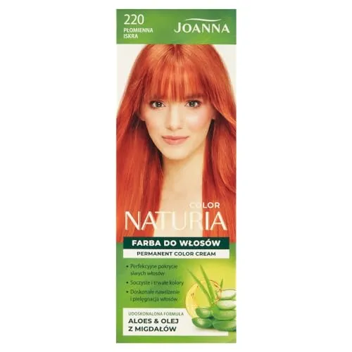 Joanna Naturia Color Haarfarbe für Frauen - Sorgt für Lang Anhaltende Farbe - Enthält Aloe vera und Mandelöl - Attraktive und Tiefe Haarfarbe - Farbe - Lodernder Funke