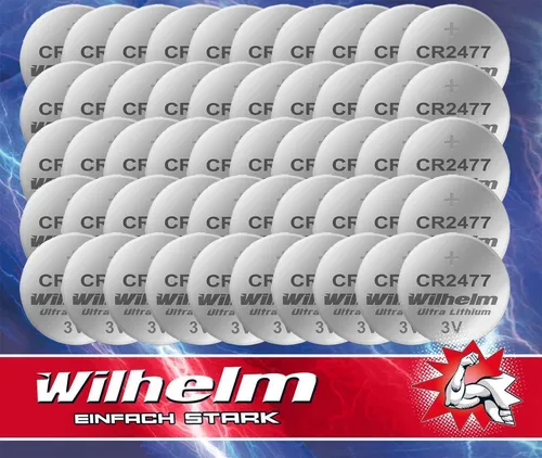 CR2477 WILHELM Lithium Knopfzelle 3V 1070 mAh ø24 x 7,7 mm Batterie DL2477 50 x