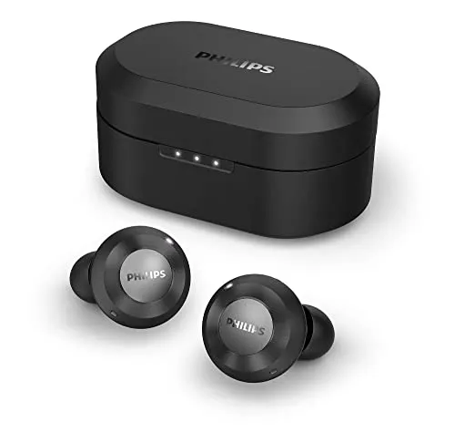 Philips T8505BK/00 In Ear Kopfhörer Bluetooth Kabellos (Hybrid Active Noise Canceling, Awareness-Modus, 2 Mikrofone, 13-mm-Neodym-Treiber, Google Assistant, Schnellladung) Schwarz - 2020/2021 Modell