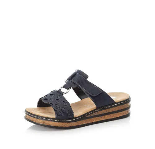 Rieker Damen Klassische Sandalen 629K9 - Slipper & Mokassins für Damen, bequeme Sandalen mit Klettverschluss und schickem Keilabsatz für stilvolle Sommertage.