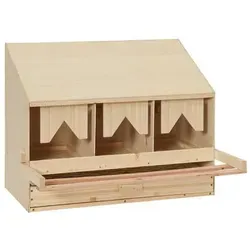 vidaXL 3er Legenest aus massivem Kieferholz 72x33x54 cm - Kleintier-Ställe: Bequeme Eierablage für große Hühner mit 3 Fächern, herausnehmbarem Boden für einfache Reinigung und klappbaren Sitzstangen.