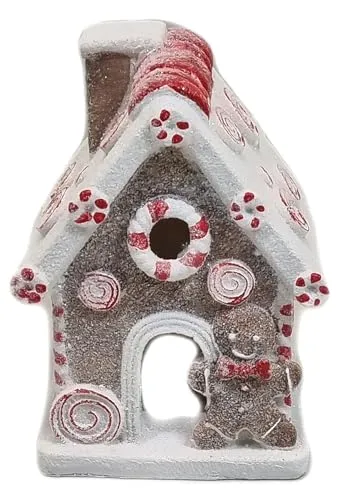 Fachhandel Plus Deko Lebkuchenhaus mit Micro-LED-Lichterkette Klassische Weihnachtsdeko Mehrfarbig