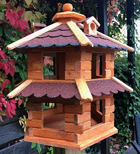 DARLUX Vogelvilla XL – Wetterfestes Futterhaus in Rot-Braun in rot von DARLUX