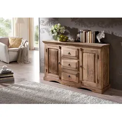 Sideboard Sheesham 135x40x85 grau geölt LEEDS #42 in grau von Massivholzmöbel24