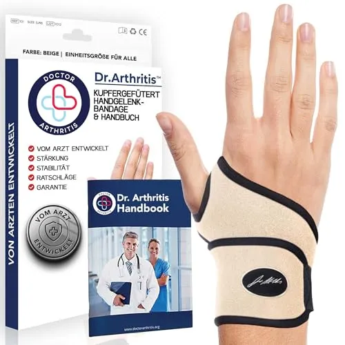 Dr. Arthritis Von Ärzten Entworfen Leichte Handgelenk Bandage Handgelenkstütze Für Sehnenscheidenentzündung Karpaltunnel Schiene Rechts/Links, Einzelpackung, Beige