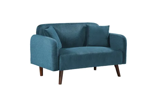 [en.casa] 2-Sitzer Midt Sofa in Blau mit Kissen - Sofas & Couches – Stilvolles Design in blauem Cordstoff, hoher Sitzkomfort und bis zu 320 kg belastbar, ideal für kleine Wohnungen.