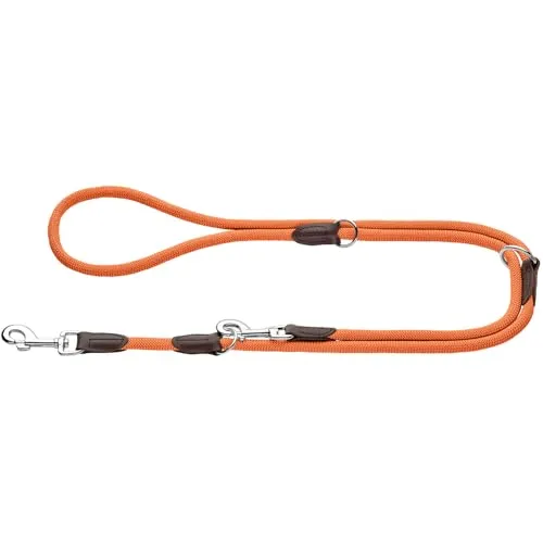 HUNTER Verstellbare Hundeführleine Freestyle, Farbe: orange, robust & wetterfest, 3-Fach verstellbar, Tau mit Polyamid-Kern, liegt weich in der Hand, pflegeleicht, Größe: 10/200