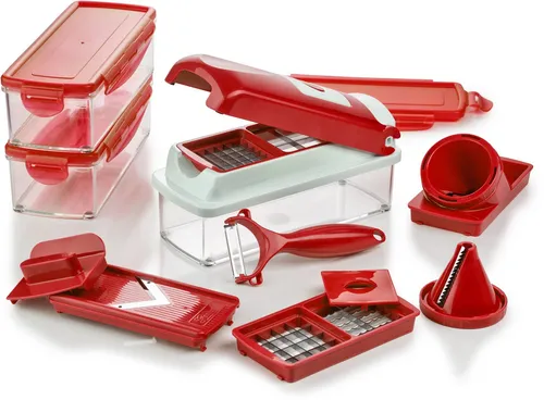 Genius Gemüseschneider Nicer Dicer Smart 16-tlg. – Vielseitiger Küchenhelfer - Gemüseschneider für kreative Kochvorbereitungen. Schneiden Sie Gemüse in Würfel, Stifte, Scheiben und mehr – schnell, einfach und ohne Strom!