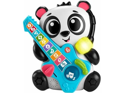 Fisher-Price Link Squad Jam & Count Panda, Lernspielzeug für Babys und Kleinkinder mit Musik und interaktiven Lichtern, für Jungen und Mädchen, ab 9 Monaten, spanische Version, HYK93