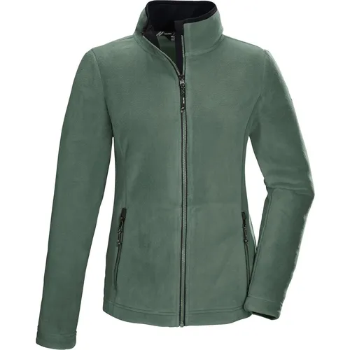 killtec KOW 3 WMN Fleece Jacket grüngrau (00738) 42 - Funktionsjacke für Damen, ideal als Midlayer oder Übergangsjacke, bietet optimalen Tragekomfort durch 2-Wege-Stretch und schützt mit Stehkragen vor Kälte.