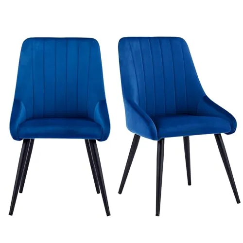 Duhome 2er Set Samt Esszimmerstuhl Dunkelblau - Esszimmerstühle mit weichem, gepolstertem Sitz und stabilen Metallbeinen; ideal für jedes Zuhause und vielseitig einsetzbar.