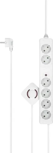 Hama 6-Fach Steckdosenleiste mit Fußschalter - Steckdosen & Zubehör: 6-fach Steckdosenleiste mit 3m Kabellänge und beleuchtetem Fußschalter für müheloses Ein- und Ausschalten von Geräten, ideal für Wohnzimmer und Büro.