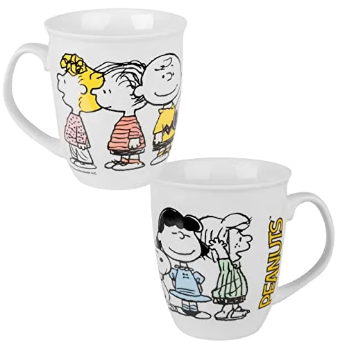 The Peanuts Family Tasse - Snoopy Tasse Kaffeetasse Kaffeebecher Weiß aus Keramik 280 ml
