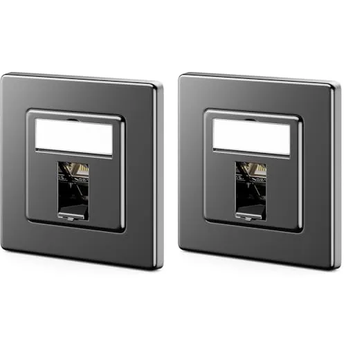 deleyCON 2x CAT7 Netzwerkdose 1 Port - 10 Gigabit – Unterputzdose Ethernet LAN Dose Anschlussdose Datendose Geschirmt + 2x CAT 7 Keystone RJ45 DSL Netzwerk Patchkabel Verlegekabel - Schwarz