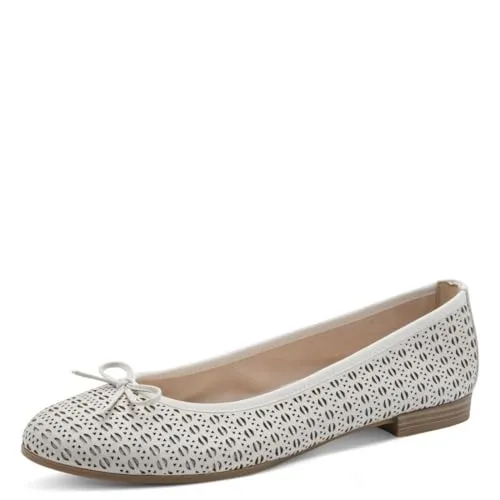 Tamaris Damen Ballerina Leder flach, weiß, 41 EU in weiß von Tamaris
