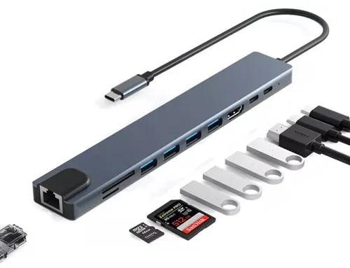 HUB USB-C HDMI 4K USB 3.0 PD Stromversorgung 87W - Multifunktions-Laptop-Dockingstation mit 10-in-1 Anschlüssen, HDMI 4K für brillante Bildqualität und USB 3.0 für blitzschnelle Datenübertragung. Kompaktes Design und Plug-and-Play für sofortigen Einsatz!