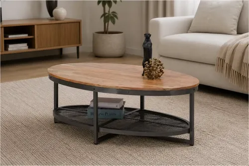 MOCA Couchtisch oval aus Massivholz Mango