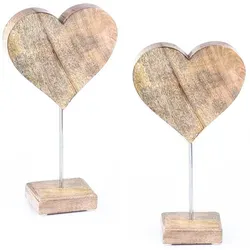 2er Set Dekofigur Herz Amour -6- Holz Handarbeit Naturdesign H 27cm