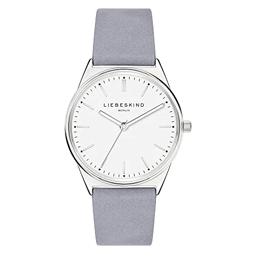 Liebeskind Berlin Armbanduhr LT-0290-LQ Silber - Armbanduhren für Herren mit coolem blau-grauen Lederarmband, hochwertigem Edelstahlgehäuse und kratzunempfindlichem Glas. Ideal für stilbewusste Männer, die Qualität und Tragekomfort schätzen.
