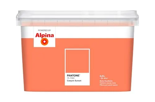 Alpina Wandfarbe Pantone 15-1333 Canyon Sunset 2,5l - Matt orange Wandfarbe in Canyon Sunset, ideal für Beton und Gipskarton, sorgt für warme Akzente in jedem Raum.
