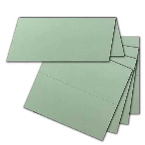 FarbenFroh by GUSTAV NEUSER 25x Tischkarten in Eukalyptus (Grün) - 4,5 x 10 cm - blanko - Doppel-Karten - als Platzkarten und Namenskarten für Hochzeit und Feste