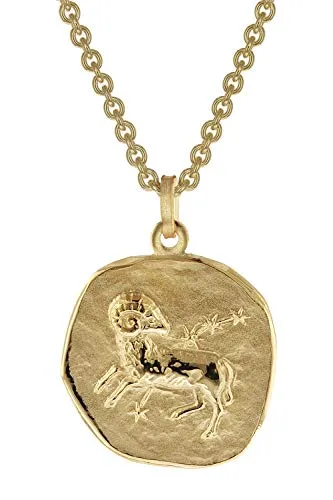 trendor Kette mit Anhänger Widder Sternzeichen Ø 20 mm Gold auf Silber - Ketten mit Anhänger – Edler Sternzeichen-Anhänger Widder aus Sterlingsilber 925 mit Goldplattierung, poliertes Design, ideal als persönliches Geschenk oder für sich selbst.