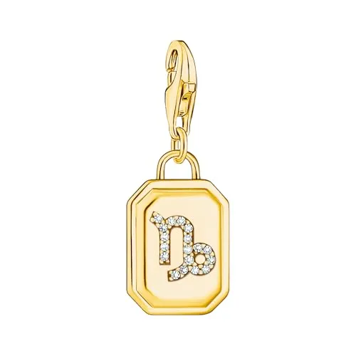 THOMAS SABO Charm-Anhänger Sternzeichen Steinbock mit Steinen vergoldet 925 Sterlingsilber, 750 Gelbgold Vergoldung