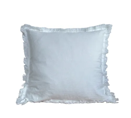 Nesbel Kissenhülle Landhaus Stil mit Fransen Natur 45x45 cm