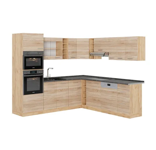 Vicco Eckküche R-Line 237 x 247 cm - Küchenzeile in L-Form aus pflegeleichter Spanplatte, perfekte Anpassungsfähigkeit durch höhenverstellbare Füße und individuelles Design für jede Wohnung.