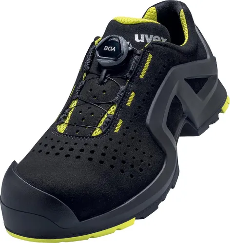 uvex 1 Support Halbschuhe S1P – Schwarz/Gelb, Weite 10, Gr. 37 - Arbeitsschuhe mit optimalem Schutz und Komfort, ergonomisch gestaltet für individuellen Bewegungsablauf – ideal für den professionellen Einsatz.