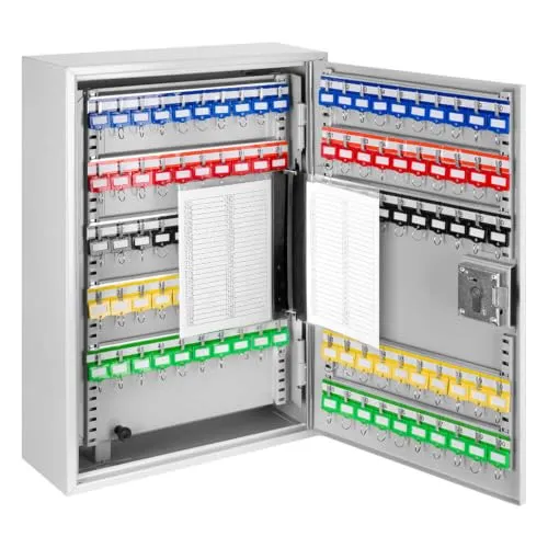 TMS PRO SHOP Burg-WÄCHTER Schlüsselschrank 6850, grau, Stahlblech, 150 Haken, 38 x 14 x 55 cm, inkl. Mehrzweck-Prüfplakette, Art.-Nr. 612337