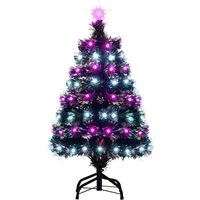 Costway Künstlicher Weihnachtsbaum 90 cm mit 96 Lila & Weißen LEDs