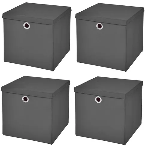 StickandShine Faltbox 4er SET 32 x 32 x 32 cm mit Deckel – perfekt für KALLAX - 19 Farben
