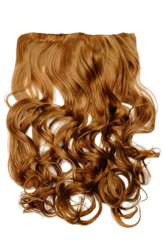 Clip-In Extension Haarverlängerung breit hitzefest 5 Clip lockig Dunkelblond