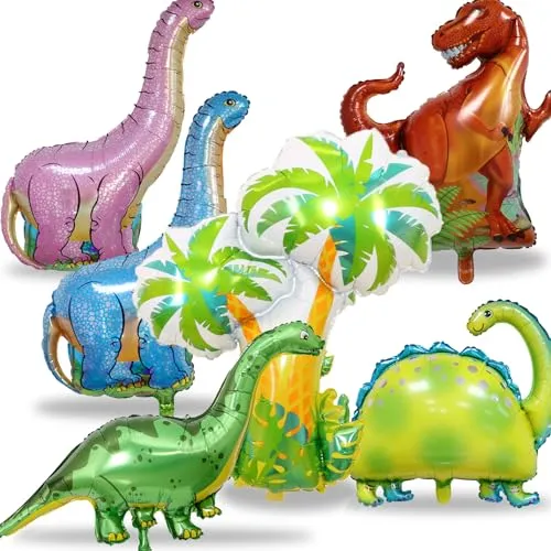 Waziwe 6 Stück XXL Dino Luftballon,Dino Geburtstag Helium Ballons,Dinosaurier Folienballon Geburtstag,Dino Ballon Können für Dino Deko Kindergeburtstag、Dino Party Deko