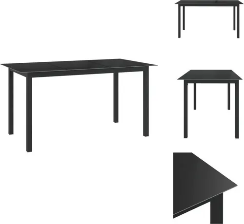 Schwarzer Gartentisch 150x90 cm aus Aluminium und Glas