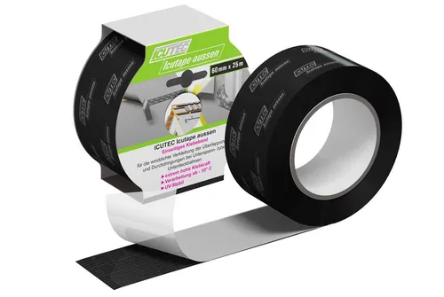 ICUTEC Icutape für Außen, 60mm x 25m - Extrem starke Klebkraft - Baumaterial: ICUTEC Icutape für Außen, einseitig mit extrem hoher Klebkraft, UV-stabil und regensicher. Ideal für die Verklebung von Unterspannbahnen und Dachfenstern bei Temperaturen ab -10°C.