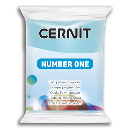 CERNIT CE0900056214C - Block Modelliermasse (Polymer) NUMBER ONE, ofenhärtend, sofort gebrauchsfähig, 56g, für DIY, Schmuck, Figuren, für Einsteiger und Hobbykünstler, Hellblau, 1 Stück