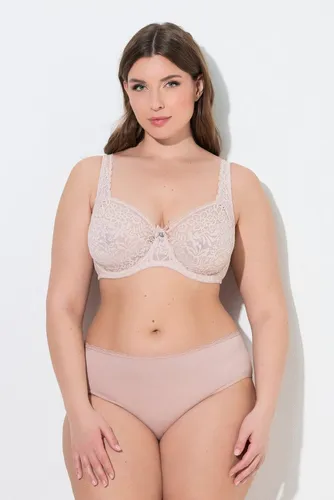 Ulla Popken Bügel-BH Blütenspitze in Beige/Orange - Modischer Bügel-BH mit eleganter Blütenspitze, ideal für den täglichen Komfort. Gepolsterte Träger und eine perfekte Passform sorgen für ein angenehmes Tragegefühl.