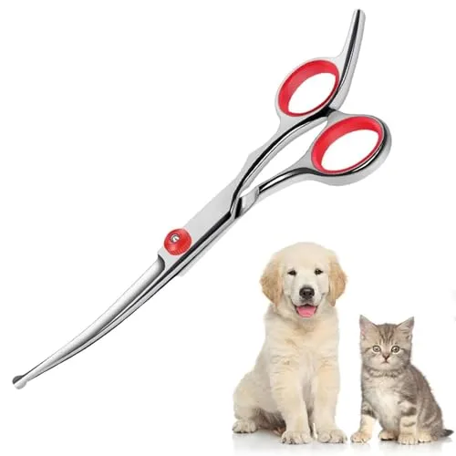 Hundeschere 6 Zoll Fellschere Gebogene Hundeschere Gebogene Schere Hund Fellschere Haustier Hundepflege Schere Edelstahl Gebogene Fellschere Geeignet für die Haarpflege von Hunden und Katzen